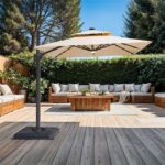 Xico 8 Ft Square Umbrella w/ Double Top w/ LED Light + 37" Large Base - Furniture of America product image