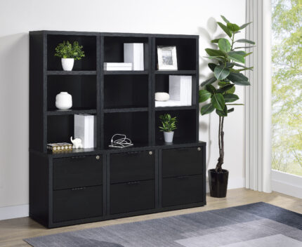 Westpark 3-piece Wall Unit Bookcase Set with USB Black product image