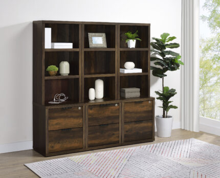 Westpark 3-piece Wall Unit Bookcase Set with USB Dark Pine product image