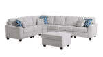 Leo 125"W Light Gray Linen 7Pc Modular L-Shape Sectional Sofa and Ottoman product image