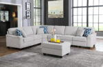 Leo 125"W Light Gray Linen 7Pc Modular L-Shape Sectional Sofa and Ottoman product image