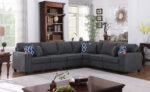 Cooper 125"W Stone Gray Woven Fabric 6Pc Reversible L-Shape Sectional Sofa with Cupholder product image