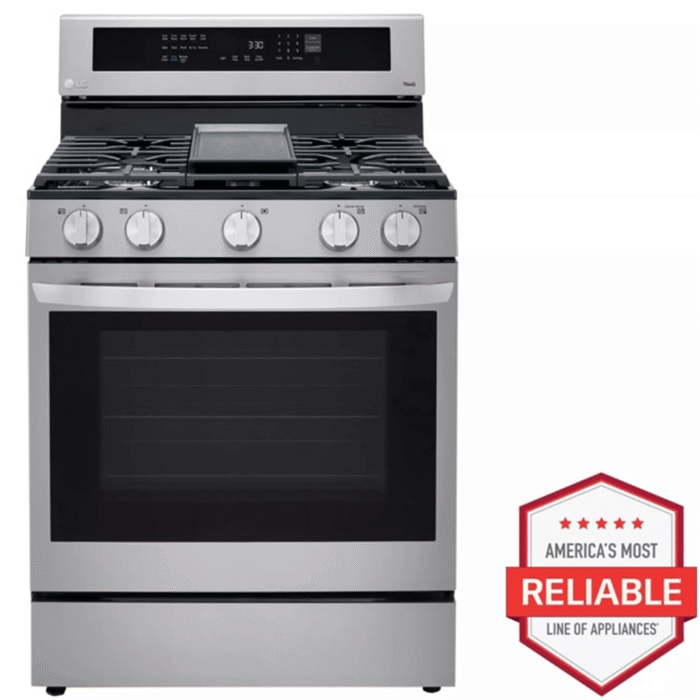 5.8 cu ft. Smart Wi-Fi Enabled True Convection InstaView Gas Range with Air Fry product image