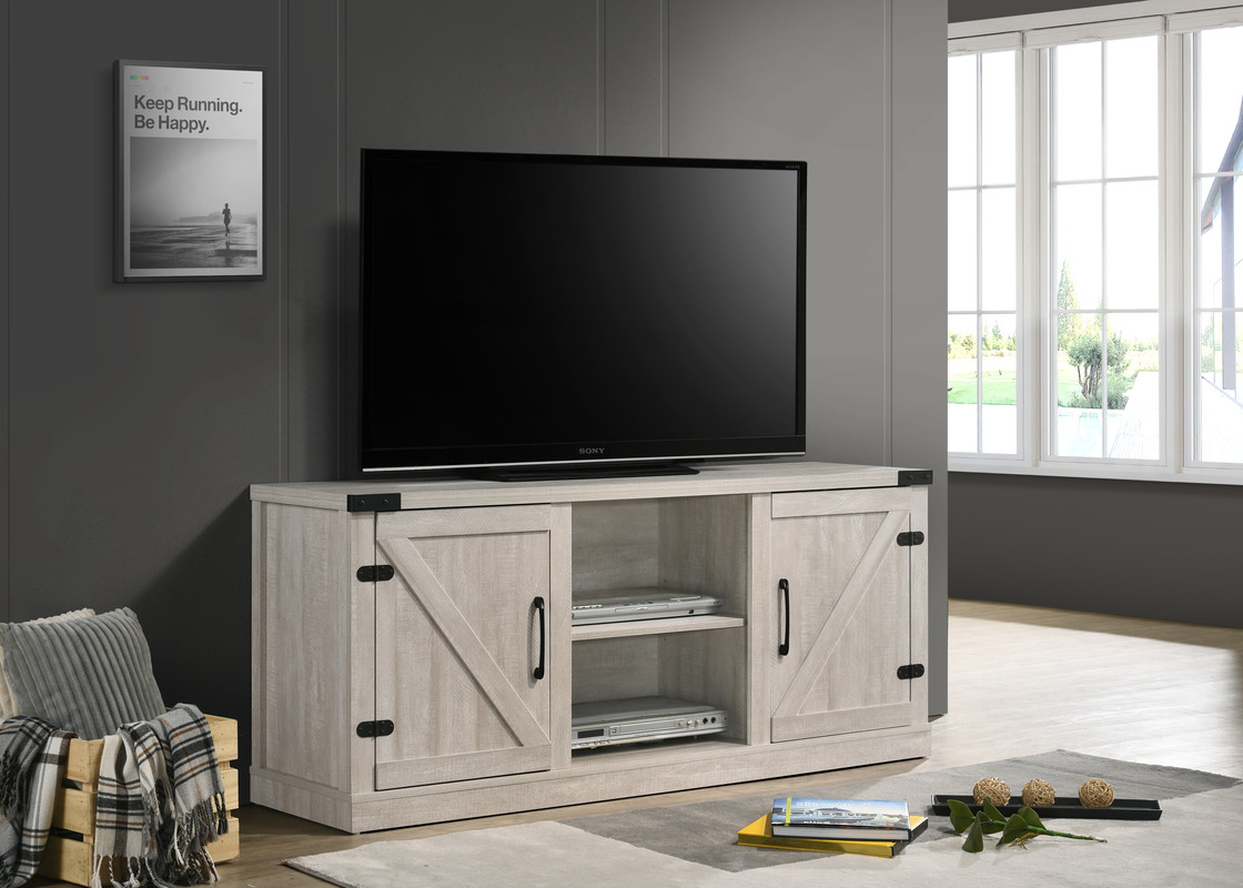 Salma Dusty Gray 58"W TV Stand with 2 Open Shelves and 2 Cabinets product image