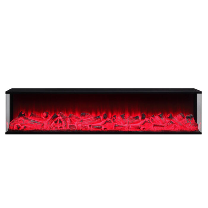 Dorian 71"W White Finish TV Stand with Fireplace and Speaker product image