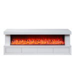 Dorian 71"W White Finish TV Stand with Fireplace and Speaker product image