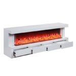Dorian 71"W White Finish TV Stand with Fireplace and Speaker product image