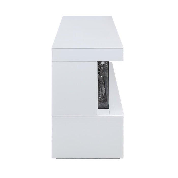 Dorian 71"W White Finish TV Stand with Fireplace and Speaker product image