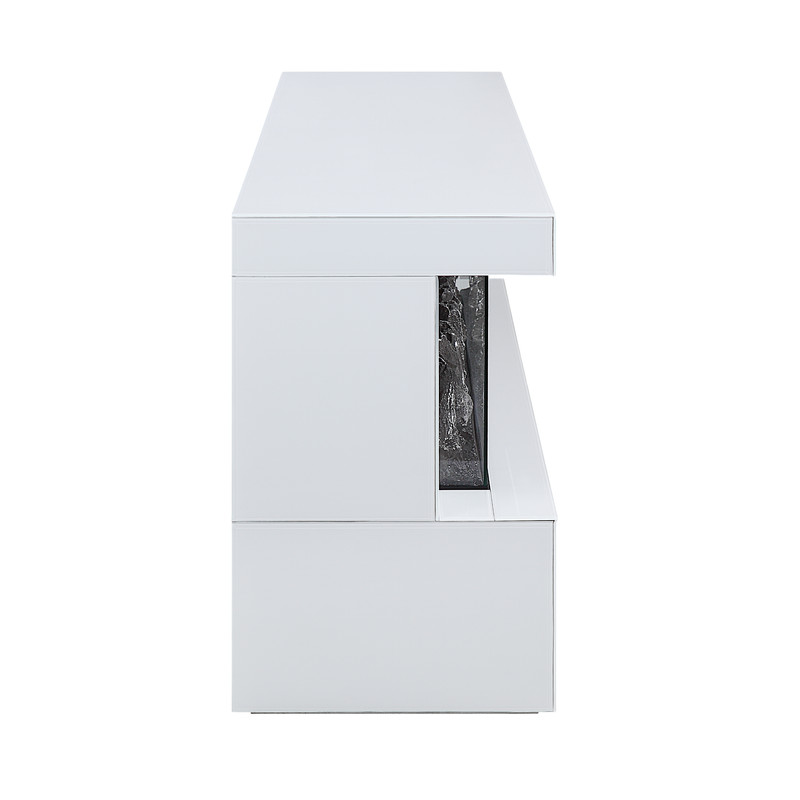 Dorian 71"W White Finish TV Stand with Fireplace and Speaker Dorian 71"W White Finish TV Stand with Fireplace and Speaker product image