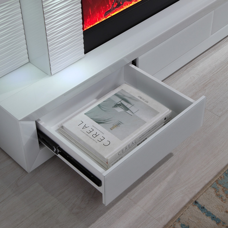 Spencer 71"W White Finish TV Stand with Fireplace and Speaker Spencer 71"W White Finish TV Stand with Fireplace and Speaker product image