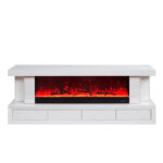 Spencer 71"W White Finish TV Stand with Fireplace and Speaker product image