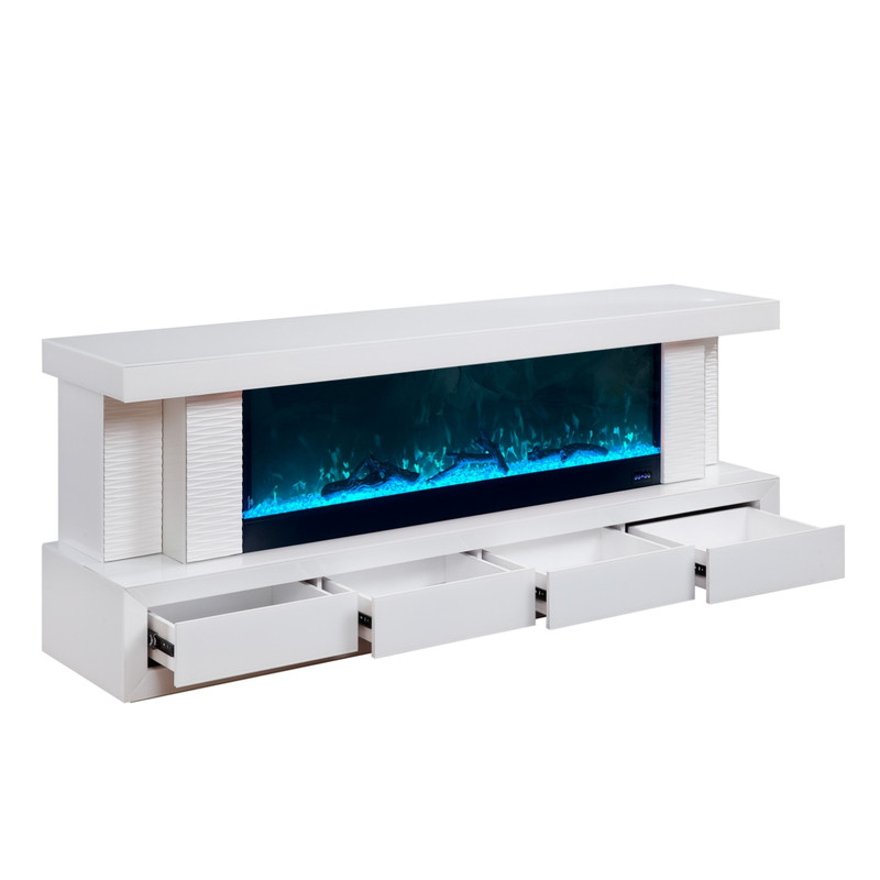 Spencer 71"W White Finish TV Stand with Fireplace and Speaker Spencer 71"W White Finish TV Stand with Fireplace and Speaker product image