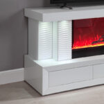 Spencer 71"W White Finish TV Stand with Fireplace and Speaker product image