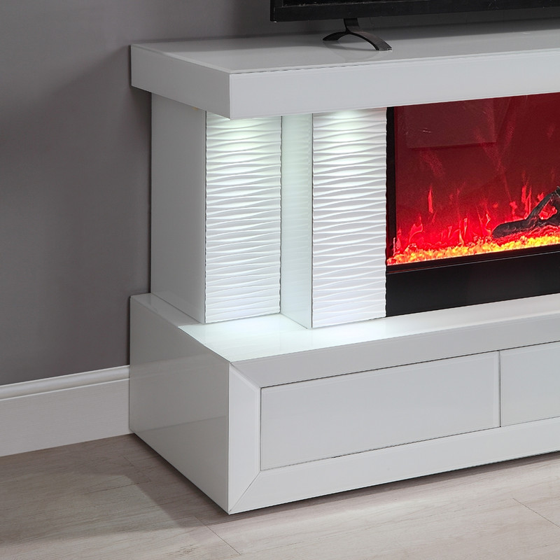 Spencer 71"W White Finish TV Stand with Fireplace and Speaker Spencer 71"W White Finish TV Stand with Fireplace and Speaker product image