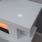 Spencer 71"W White Finish TV Stand with Fireplace and Speaker product image