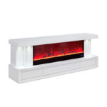 Spencer 71"W White Finish TV Stand with Fireplace and Speaker product image
