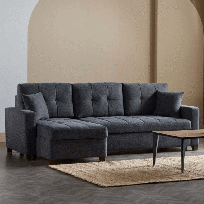 Mocca Convertible Sectional Sofa with Queen Bed & Storage By Demka in room product image