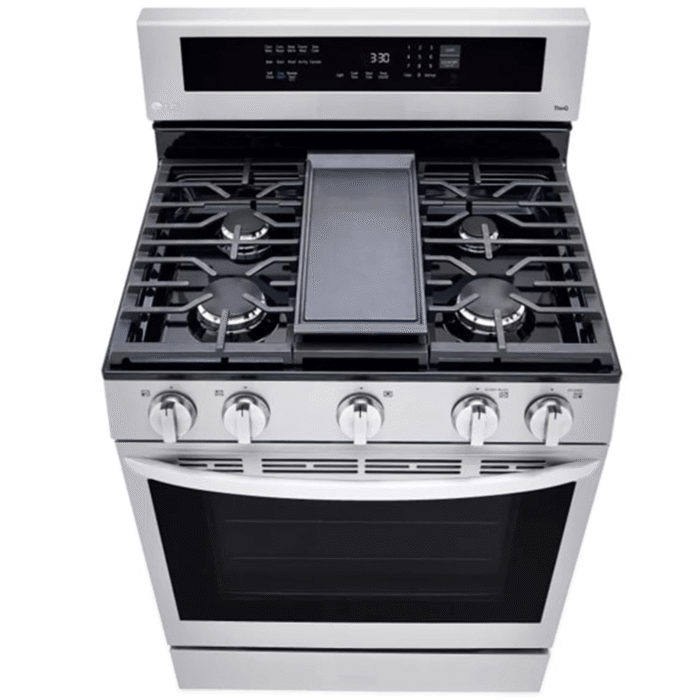 LRGL5825F 5.8 cu ft. Smart Wi-Fi Enabled True Convection InstaView Gas Range with Air Fry top view product image