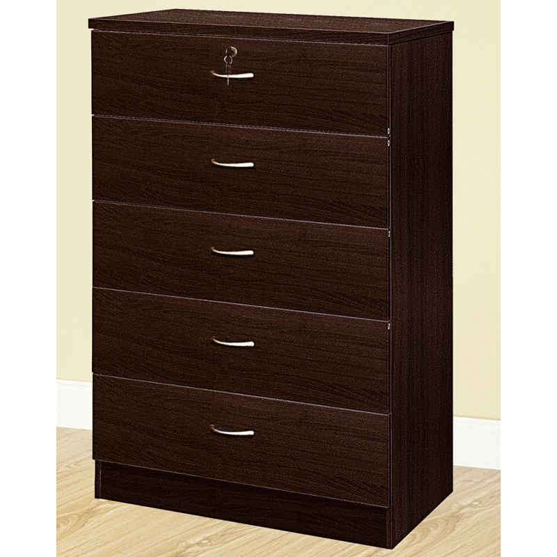 5 Drawer Chest with One Lockable Drawer In Brown By ID USA product image