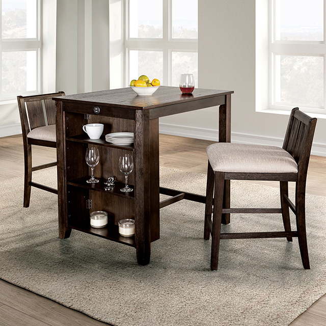 Lescles 3 Pc Counter Ht Set (1 Table + 2 Chairs) - Furniture of America product image