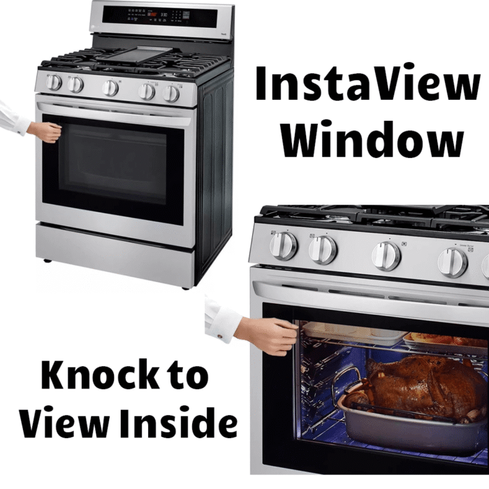 LRGL5825F 5.8 cu ft. Smart Wi-Fi Enabled True Convection InstaView Gas Range with Air Fry Front Instaview Window knock to view inside