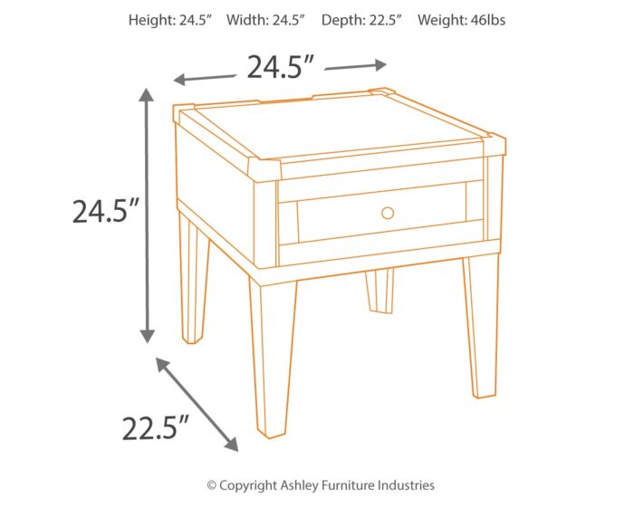 Todoe End Table with USB Ports & Outlets product image