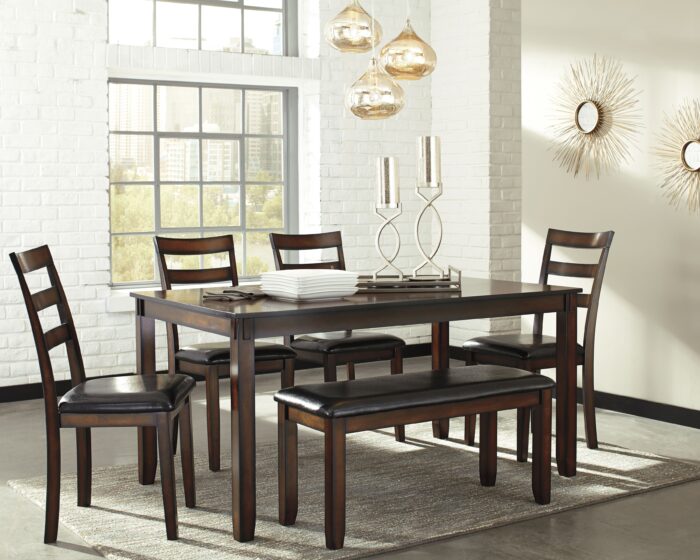 Coviar Dining Table and Chairs with Bench (Set of 6) product image
