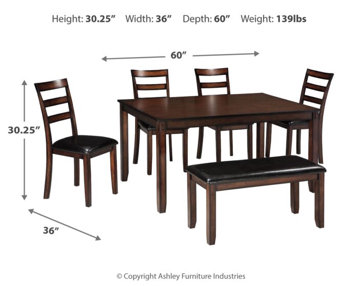 Coviar Dining Table and Chairs with Bench (Set of 6) product image