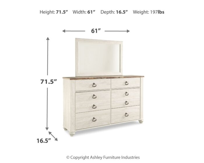 Willowton Queen Sleigh Bed with Mirrored Dresser and Nightstand product image