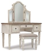 Realyn Vanity and Mirror with Stool product image
