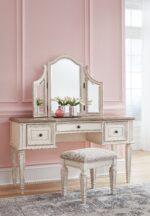Realyn Vanity and Mirror with Stool product image