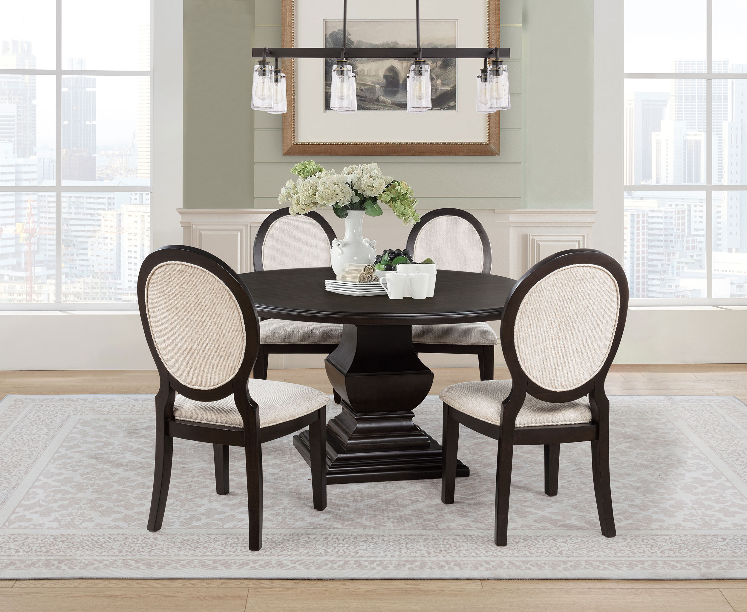 Twyla 5-piece Round Wood Dining Room Table Set Dark Cocoa - Coaster