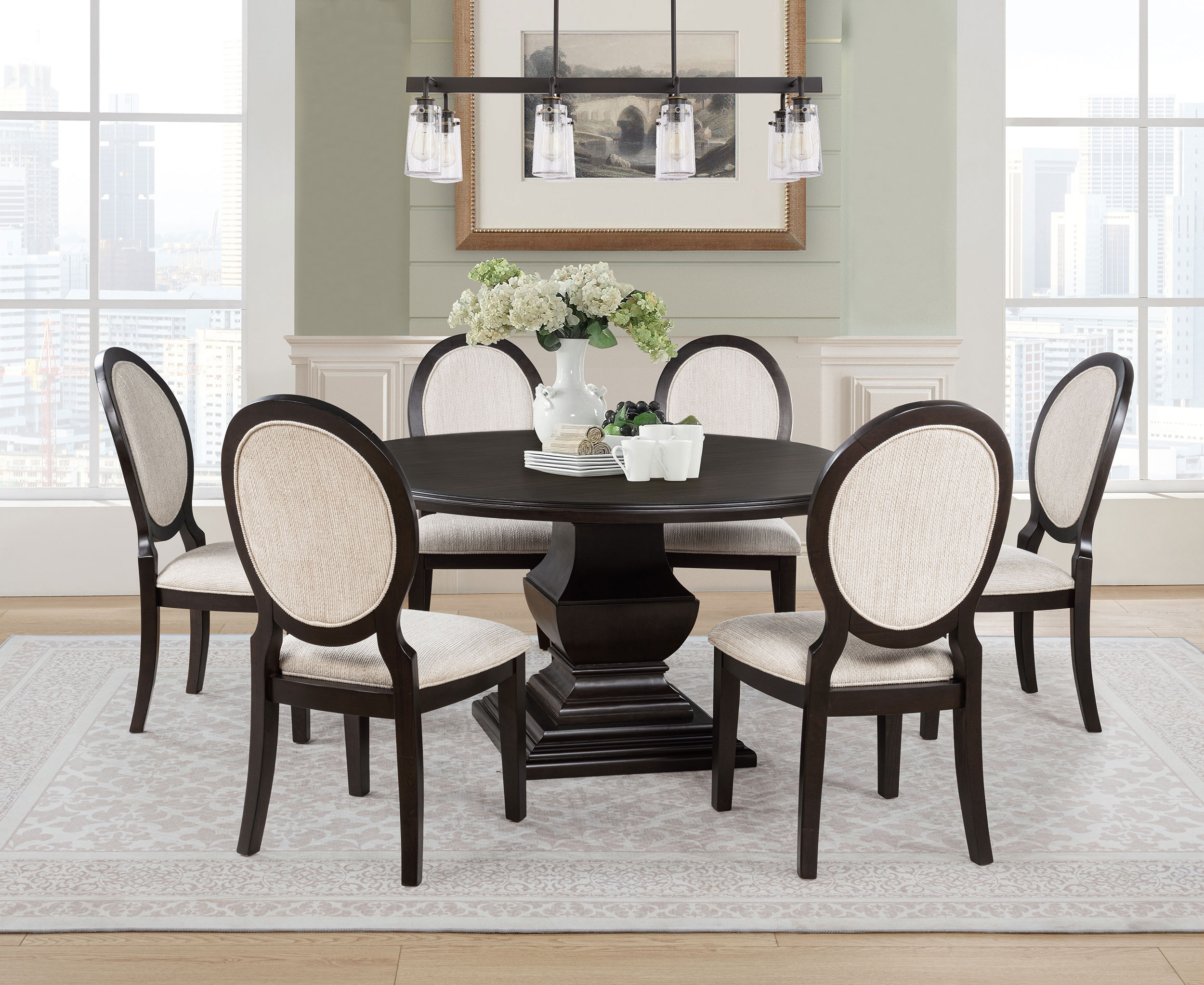 Twyla 7-piece Round Wood Dining Room Table Set Dark Cocoa - Coaster
