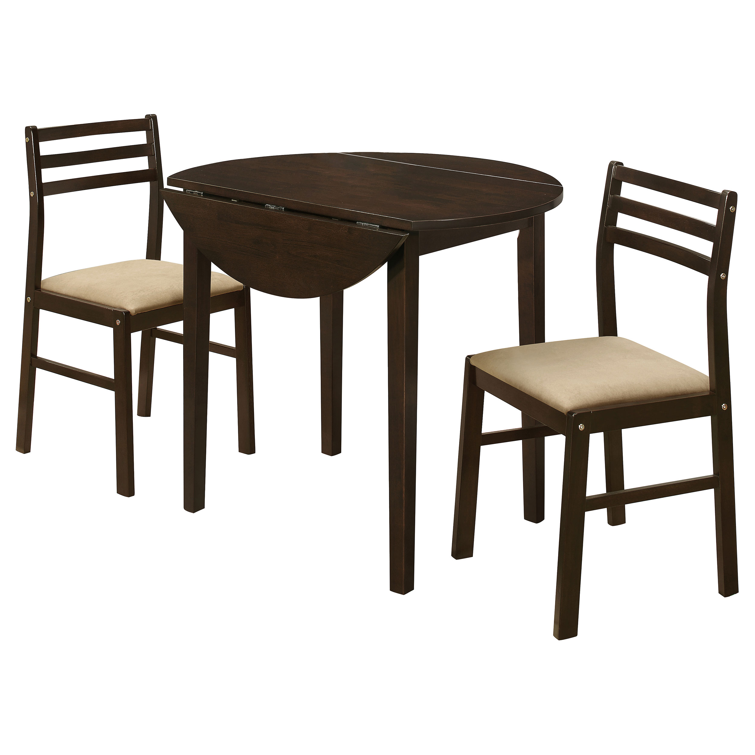 Bucknell 3-piece Round Drop Leaf Dining Table Set Cappuccino - Coaster