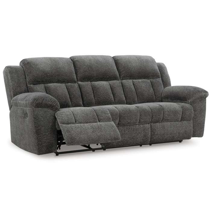 3740688 Frohn Manual Reclining Sofa in Grey By Ashley recliner open no background recliner open product image
