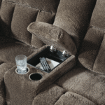 Frohn Manual Reclining Loveseat with Console in Brown By Ashley3740788 Frohn Manual Reclining Loveseat with Console in Brown By Ashley console close up product image