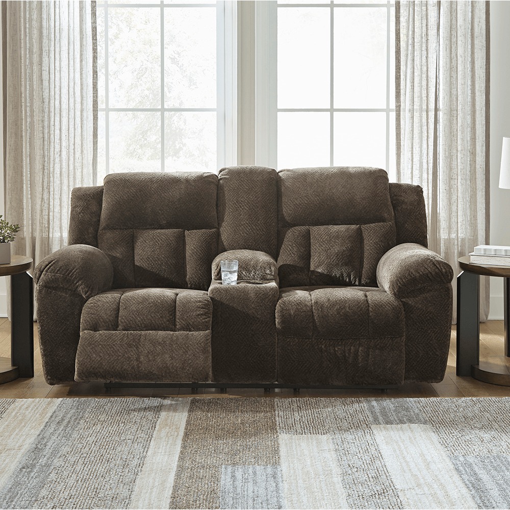 Frohn Manual Reclining Loveseat with Console in Brown By Ashley3740788 Frohn Manual Reclining Loveseat with Console in Brown By Ashley recliner open product image