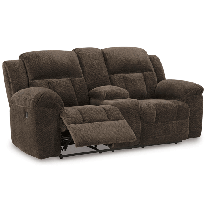 Frohn Manual Reclining Loveseat with Console in Brown By Ashley3740788 Frohn Manual Reclining Loveseat with Console in Brown By Ashley recliner open no background product image