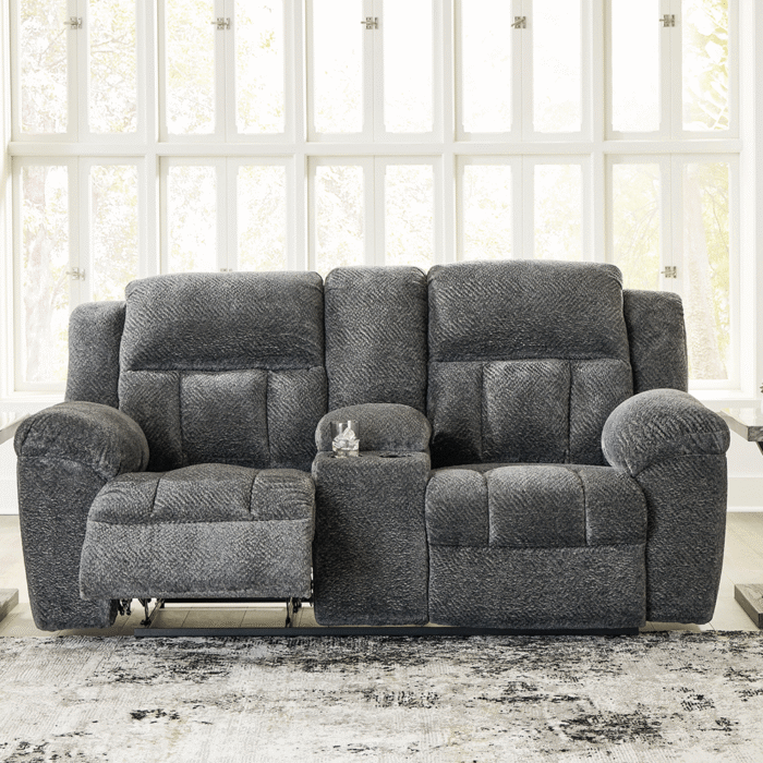 3740694 Frohn Manual Reclining Loveseat with Console By Ashley recliner open product image
