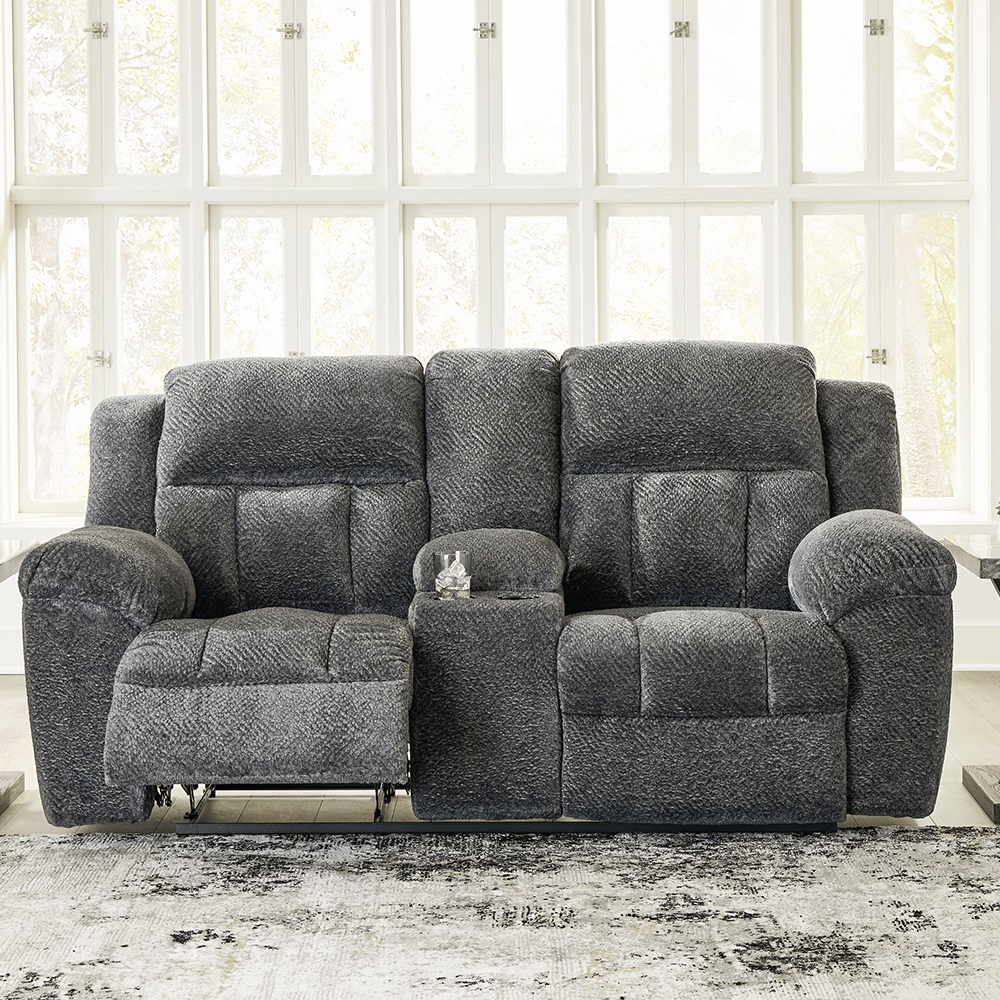 3740694 Frohn Manual Reclining Loveseat with Console By Ashley recliner open product image
