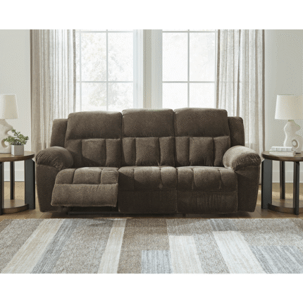 Frohn Manual Reclining Sofa in Brown By Ashley recliner open product image