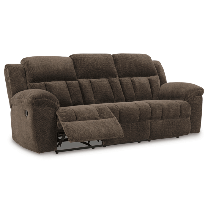 Frohn Manual Reclining Sofa in Brown By Ashley recliner open no background product image