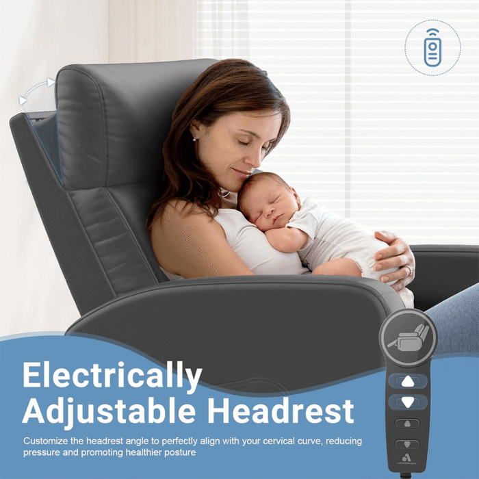 Power Swivel Rocker Recliner in Grey By Simply Relax adjustable Headrest product image