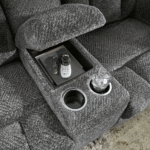 3740694 Frohn Manual Reclining Loveseat with Console By Ashley console close up product image