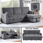 A87717 Emmy Grey Sofa Sleeper Sectional with Reversible Chaise By Lilola product image