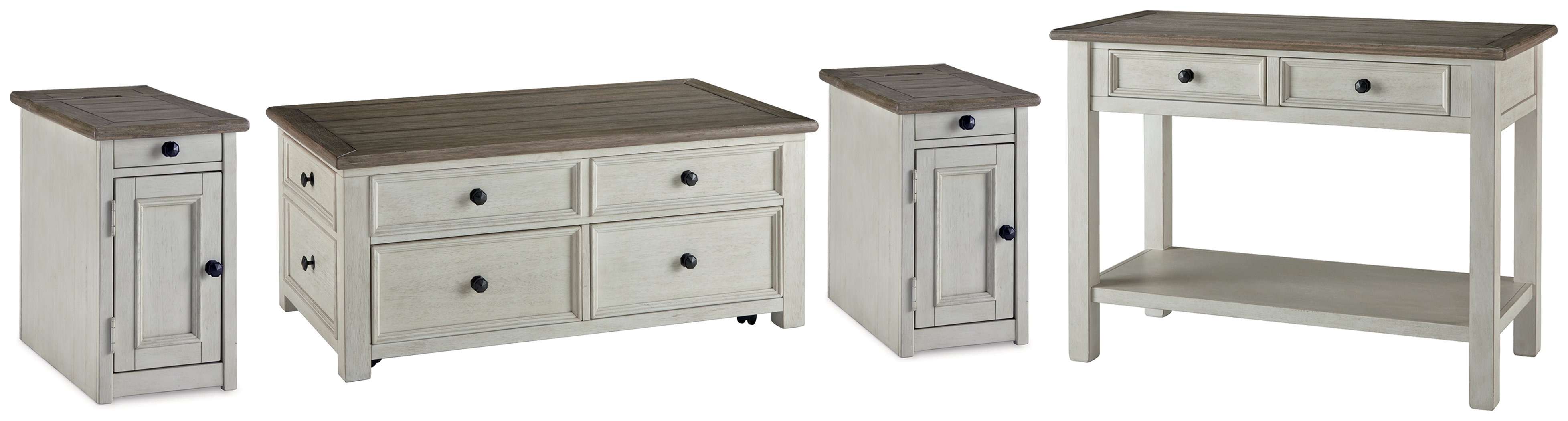 Bolanburg Coffee Table and 2 Chairside End Tables with Console - Ashley Direct
