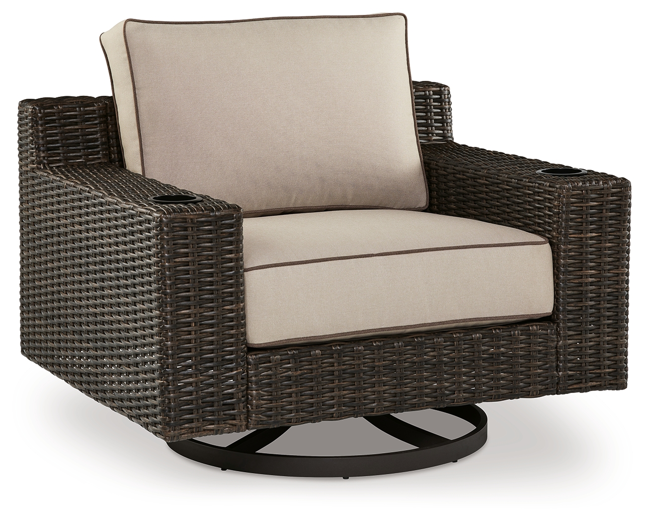 Coastline Bay Outdoor Swivel Lounge with Cushion - Ashley Direct