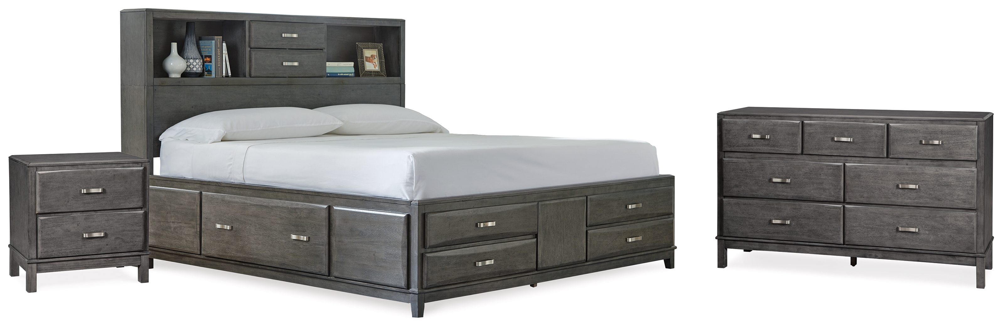 Caitbrook King Storage Bed, Dresser and Nightstand - Ashley Direct