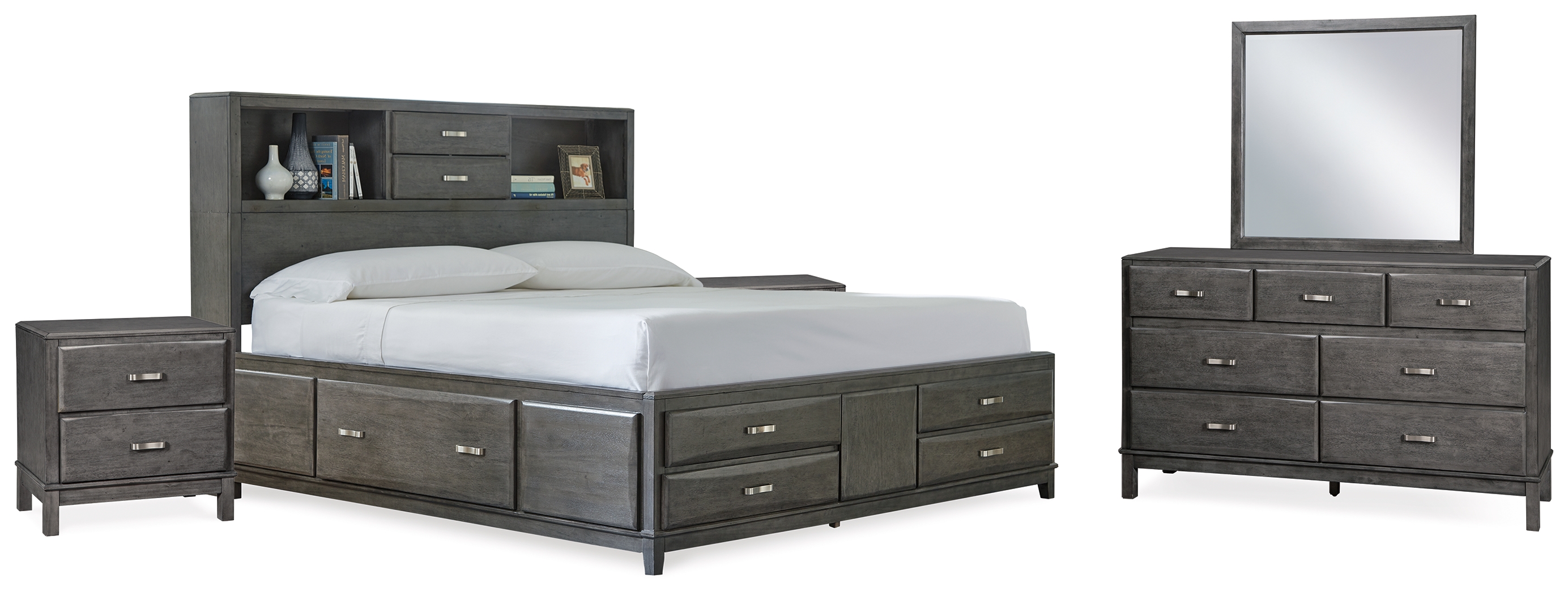 Caitbrook King Storage Bed, Dresser, Mirror and 2 Nightstands - Ashley Direct