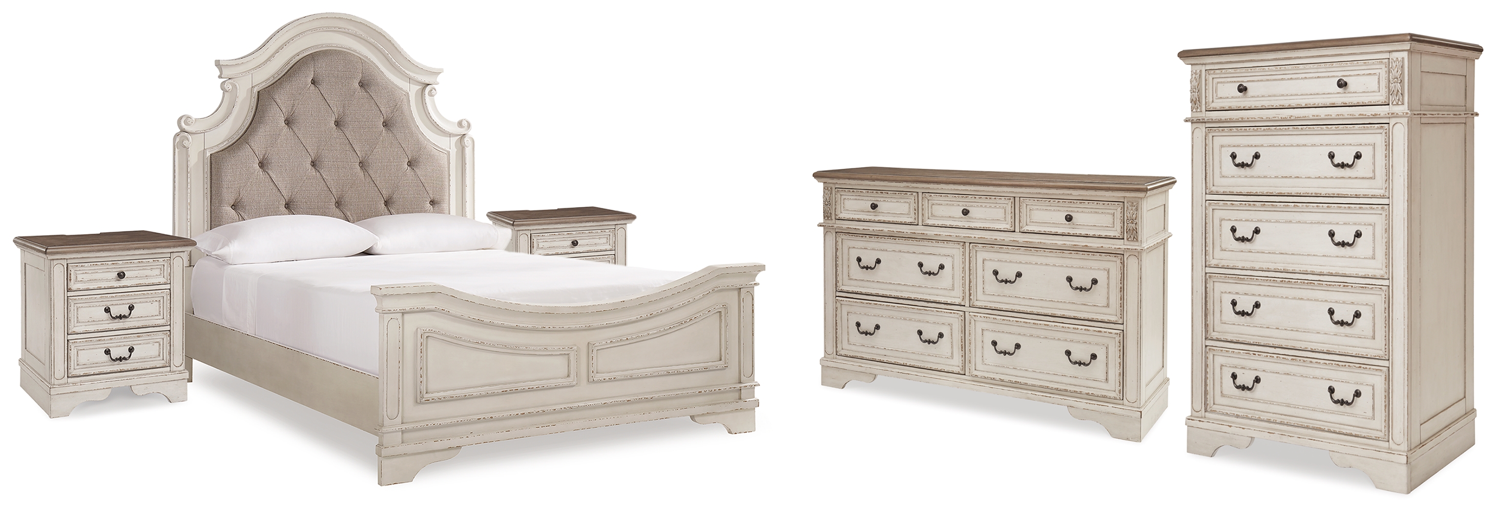 Realyn Queen Panel Bed, Dresser, Chest and 2 Nightstands - Ashley Direct